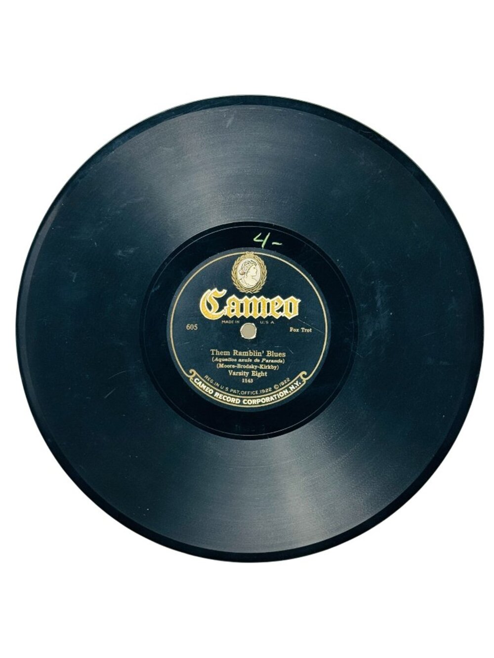 Varsity Eight Them Ramblin Blues 10 Inch Shellac 78 RPM Record Cameo 605 VG